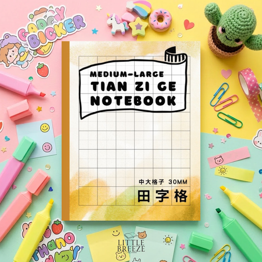 Chinese Writing Tian Zi Ge Notebook 中文田字格 (30mm) Yellow