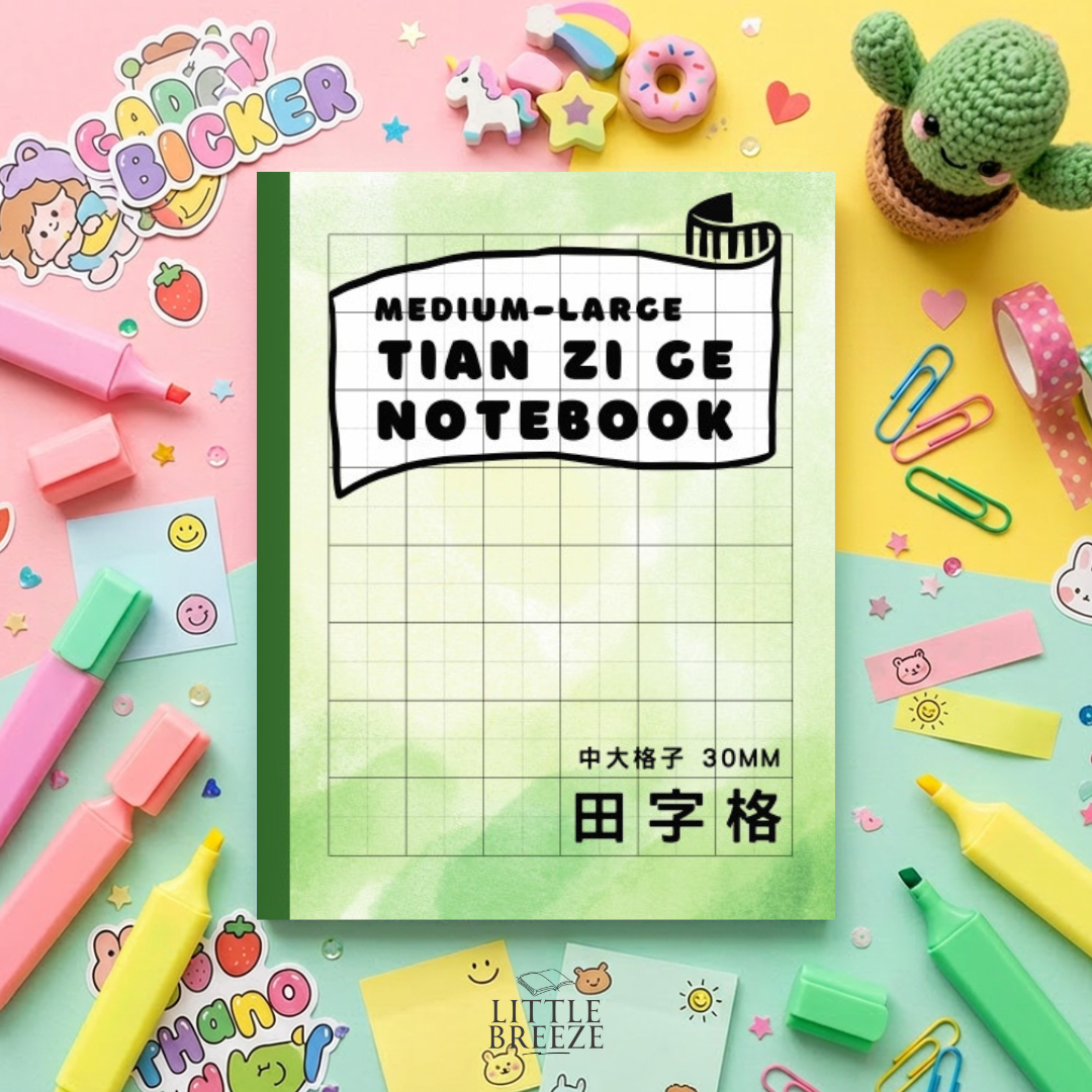Chinese Writing Tian Zi Ge Notebook 中文田字格 (30mm) Green