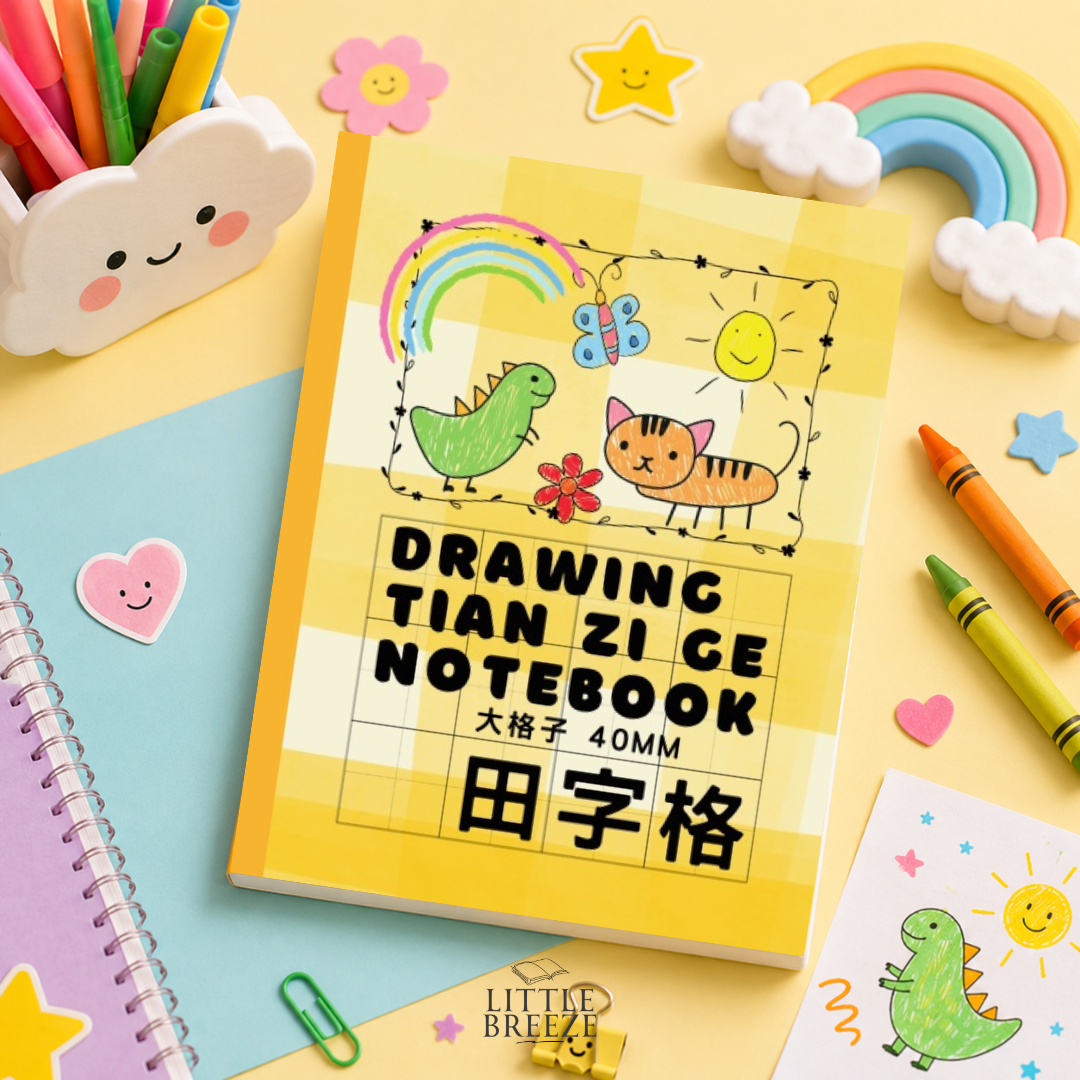 Chinese Writing Notebook with Drawing Space 中文塗鴉格子簿 Yellow