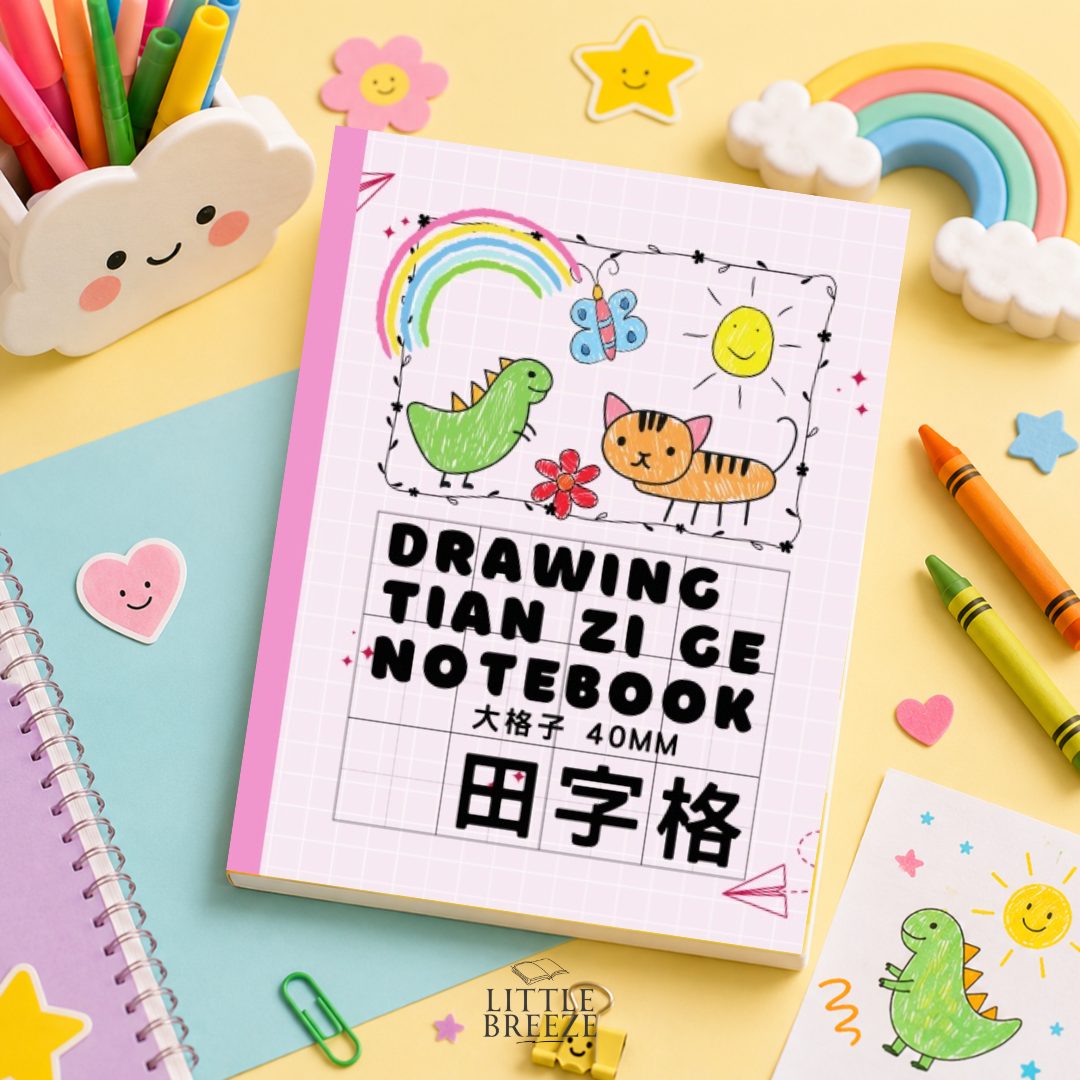 Chinese Writing Notebook with Drawing Space 中文塗鴉格子簿 Pink