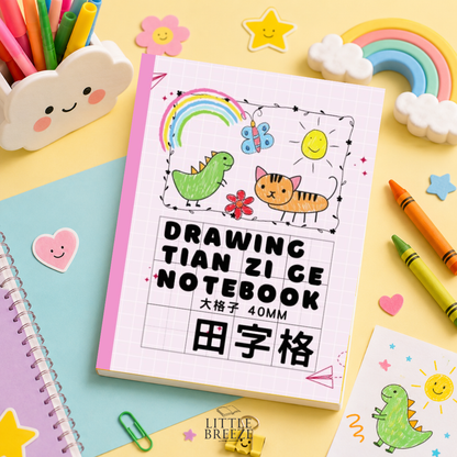 Chinese Writing Notebook with Drawing Space 中文塗鴉格子簿 Pink