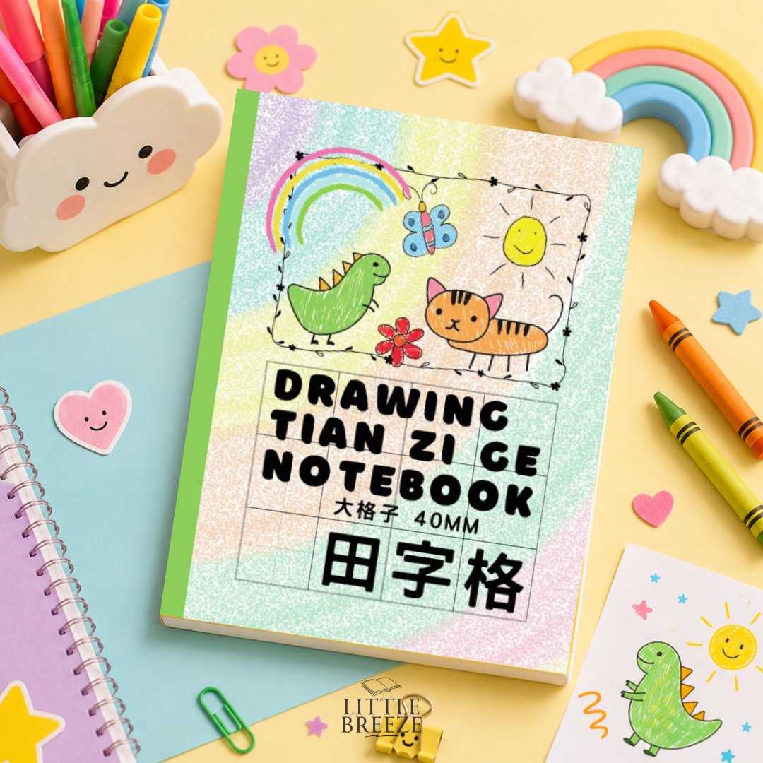Chinese Writing Notebook with Drawing Space 中文塗鴉格子簿 Green